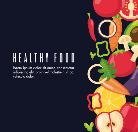 healthy food fresh black background vector illustrationのイラスト素材