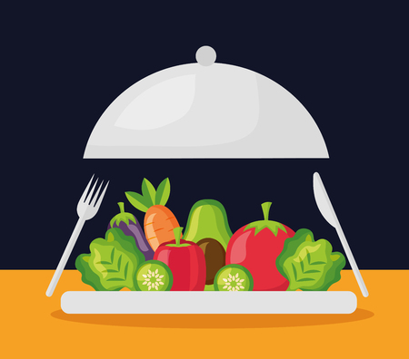 vegetables on dish healthy food vector illustrationのイラスト素材