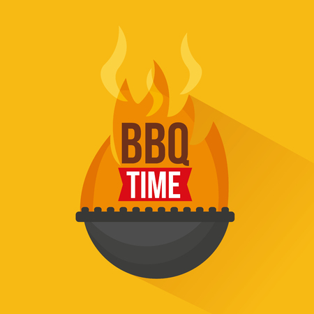 grill fire bbq time barbecue vector illustrationのイラスト素材