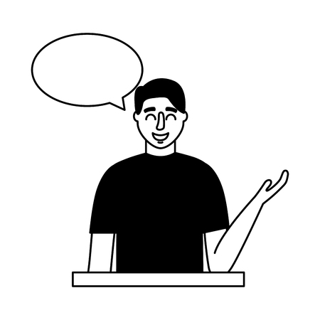 man character portrait speech bubble vector illustrationのイラスト素材