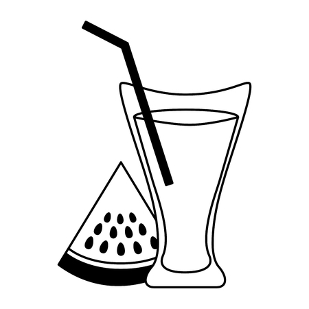watermelon juice cup with straw vector illustrationのイラスト素材