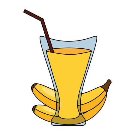 banana juice cup with straw vector illustrationのイラスト素材