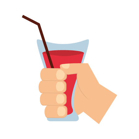hand holding juice cup with straw vector illustrationのイラスト素材