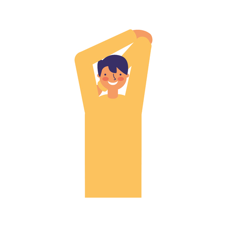 man stretching activity on white background vector illustrationのイラスト素材