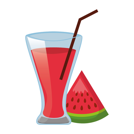 watermelon juice cup with straw vector illustrationのイラスト素材