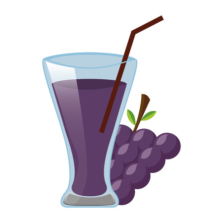 grapes juice cup with straw vector illustrationのイラスト素材