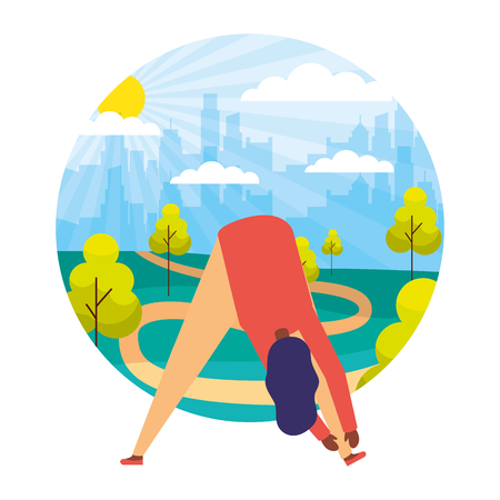 woman daily routine activity park vector illustrationのイラスト素材