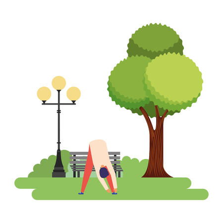 man stretching daily routine in the park vector illustrationのイラスト素材