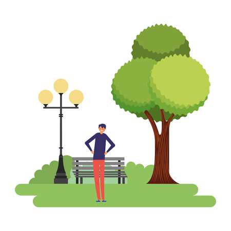 man stretching daily routine in the park vector illustrationのイラスト素材