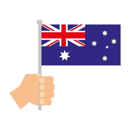 hand holding australia flag in stick vector illustrationのイラスト素材