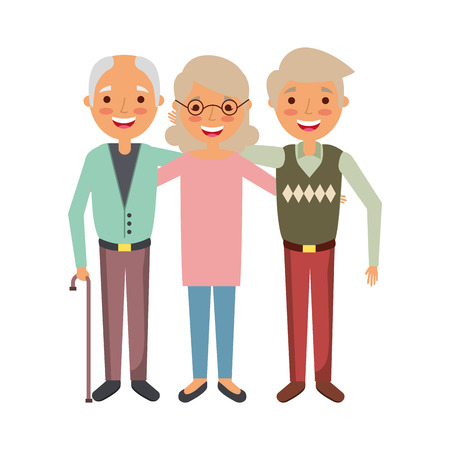 group of old people embraced portrait vector illustrationのイラスト素材