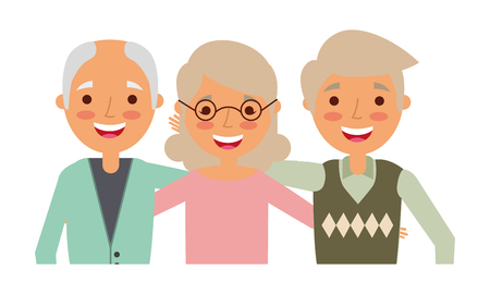 group of old people embraced portrait vector illustrationのイラスト素材