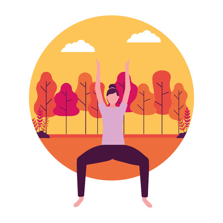 yoga activity park woman body vector illustrationのイラスト素材