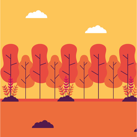 forest trees bushes landscape nature vector illustrationのイラスト素材