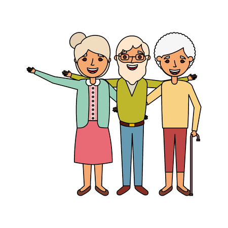 group of old people embraced portrait vector illustrationのイラスト素材
