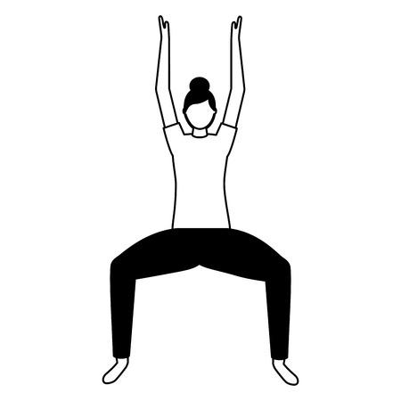 woman practicing yoga white background vector illustrationのイラスト素材