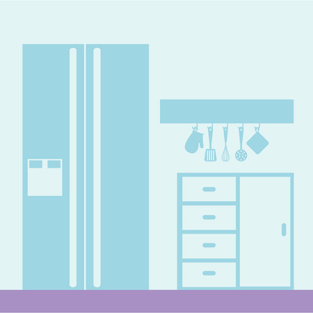 kitchen fridge glove spatula utensils vector illustrationのイラスト素材