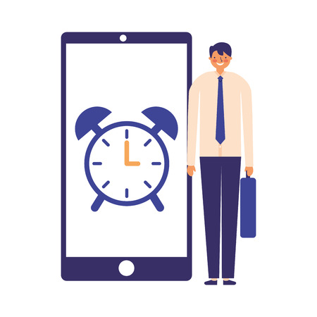 businessman and mobile clock alarm vector illustrationのイラスト素材