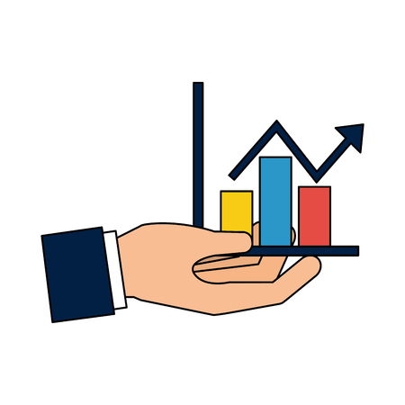 hand holding chart financial report vector illustrationのイラスト素材