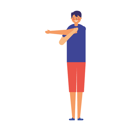 man stretching daily routine morning vector illustrationのイラスト素材