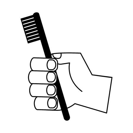hand holding toothbrush hygiene oral vector illustrationのイラスト素材