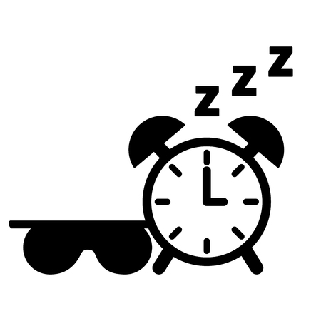 sleep clock and mask white background vector illustrationのイラスト素材