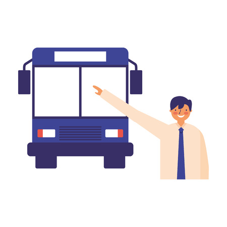 businessman character taking transport bus vector illustrationのイラスト素材
