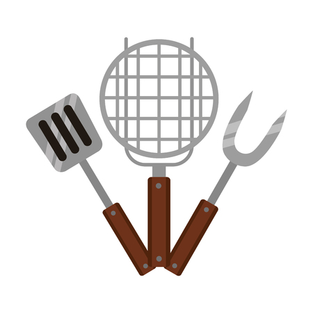 grill barbecue fork spatula on white background vector illustrationのイラスト素材