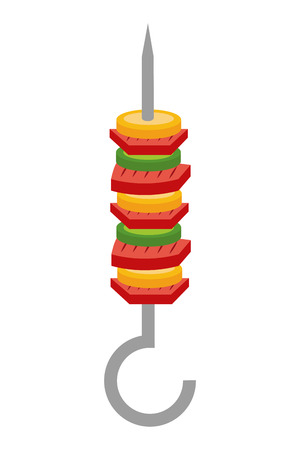 barbecue skewers on white background vector illustrationのイラスト素材