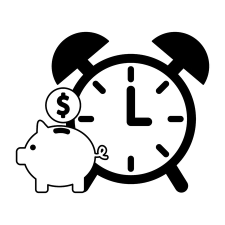 alarm clock piggy bank coin business vector illustrationのイラスト素材