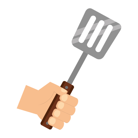 hand holding spatula on white background vector illustrationのイラスト素材