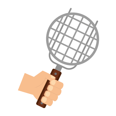 hand holding grill on white background vector illustrationのイラスト素材