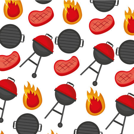 barbecue grill meat steak flame background vector illustrationのイラスト素材