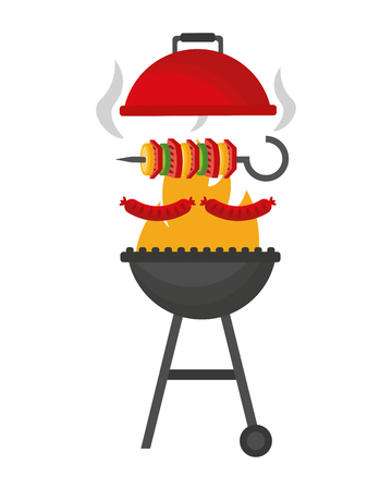 grill barbecue roasted skewer and sausage vector illustrationのイラスト素材