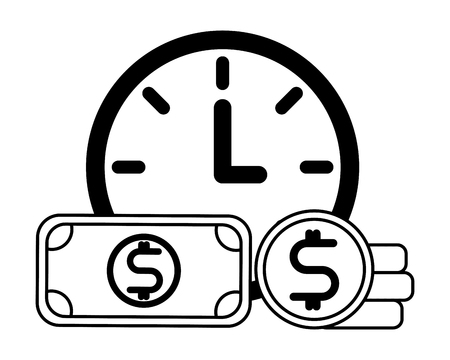 clock banknote and coin business vector illustrationのイラスト素材
