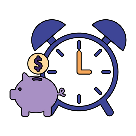 alarm clock piggy bank coin business vector illustrationのイラスト素材