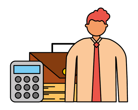 businessman with money calculator and briefcase vector illustrationのイラスト素材