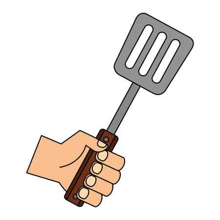 hand holding spatula on white background vector illustrationのイラスト素材