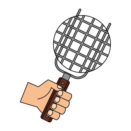 hand holding grill on white background vector illustrationのイラスト素材
