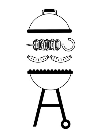 grill barbecue roasted skewer and sausage vector illustrationのイラスト素材