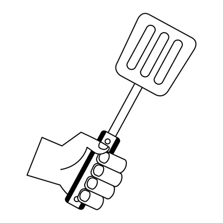hand holding spatula on white background vector illustrationのイラスト素材