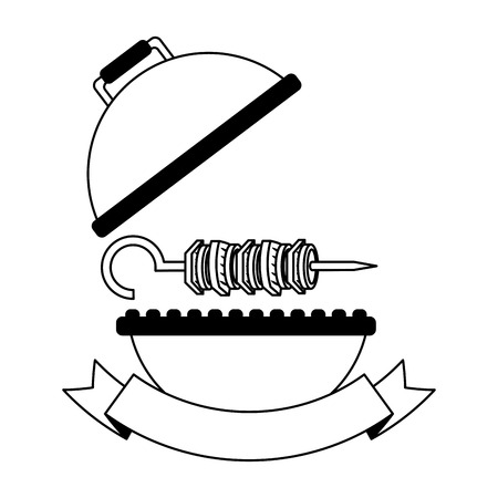 grill barbecue skewer hot food vector illustrationのイラスト素材