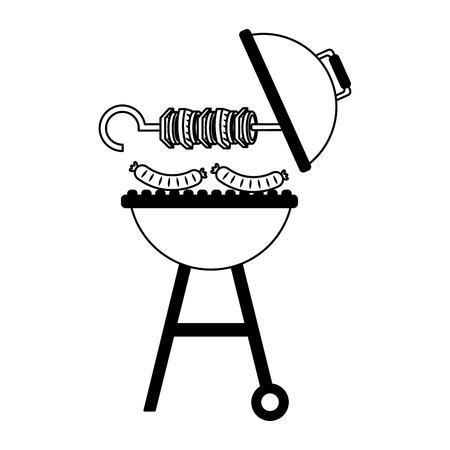 grill barbecue skewer hot sausages vector illustrationのイラスト素材
