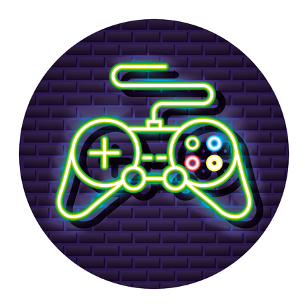controller device neon video game vector illustrationのイラスト素材