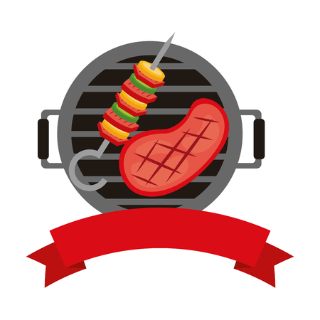 barbecue grill spatula and fork vector illustrationのイラスト素材