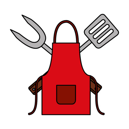 barbecue apron fork and spatula vector illustration vector illustrationのイラスト素材