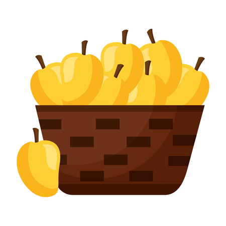 wicker basket with fresh mango vector illustrationのイラスト素材