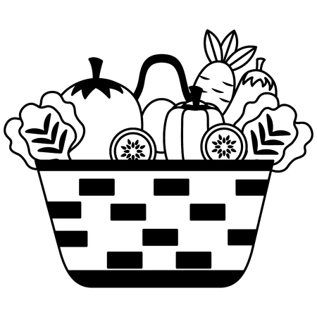 wicker basket with filled vegetables vector illustrationのイラスト素材