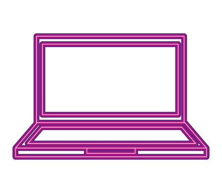 computer device neon white background vector illustration vector illustrationのイラスト素材