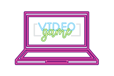 computer gadget neon video game vector illustration vector illustrationのイラスト素材